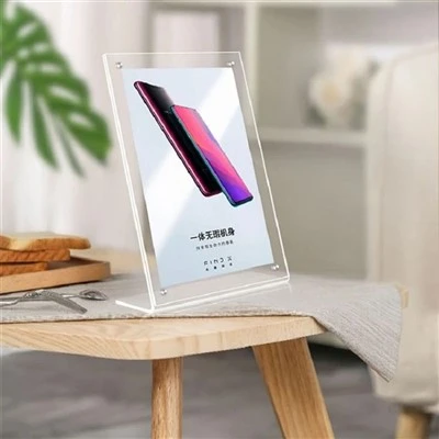 L-Stondin Cerdyn Arwyddion Dewislen ClearAcrylig Tabl Magnetig siâp